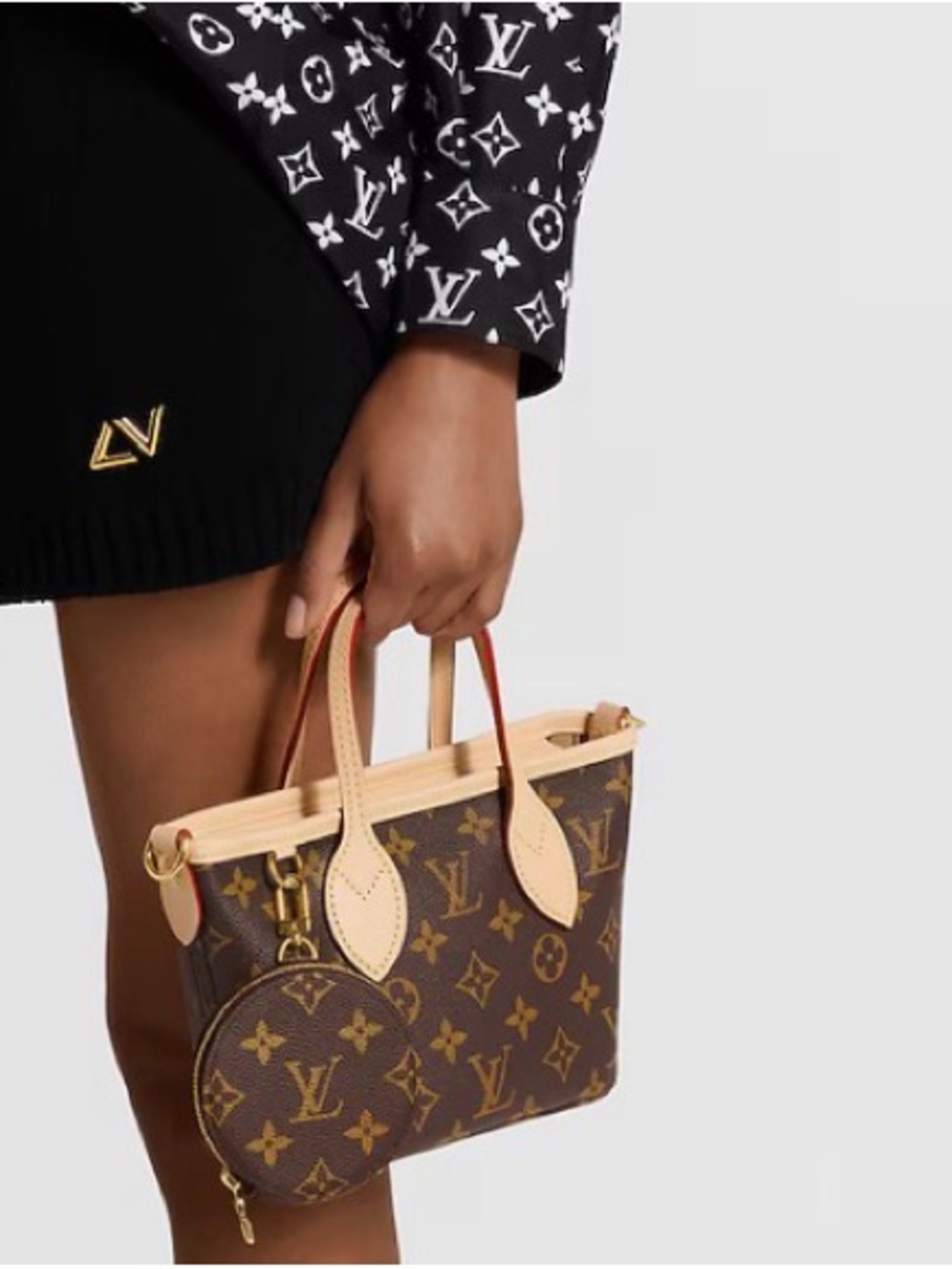 Louis Vuitton Brown Monogram Mini Tote with Natural Leather Trim and Coin Pouch